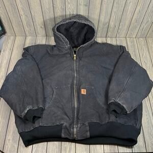 Carhartt Duck Canvas Jacket Work Grunge Farm Insulated Hooded Sz 5XL J130-BLK